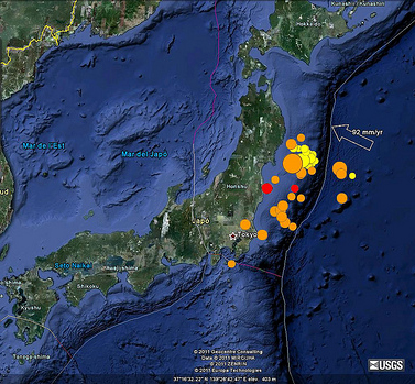 Japan Earthquake 2011 from Google Earth