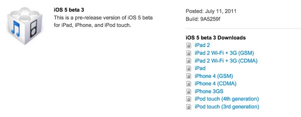 Apple Releases iOS 5 Beta 3