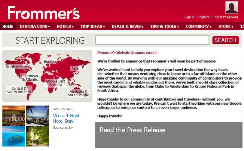 Google Acquires Frommer's Travel-Guide