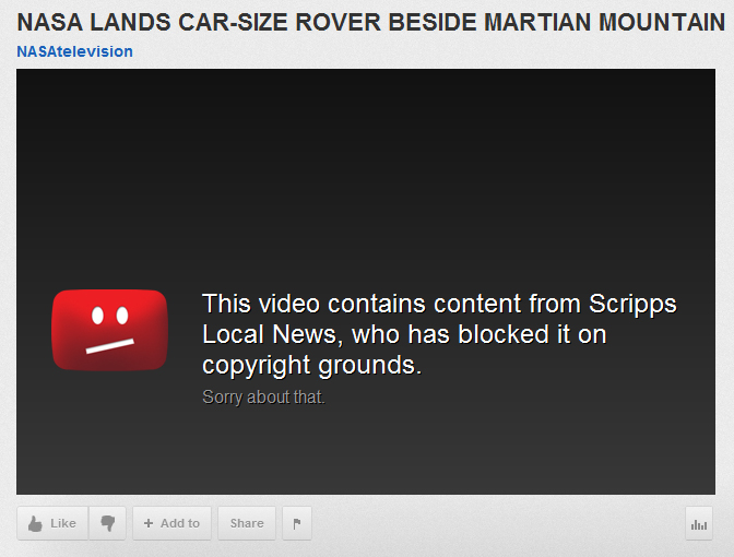 Scripps Local News Blocking NASA Rover Landing Video
