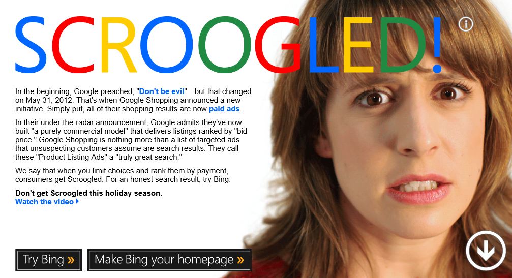Bing Attacks Google in New ‘Scroogled’ Ad Campaign