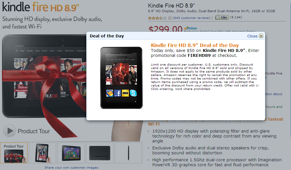 Amazon Makes 8.9-inch Kindle Fire HD $250 for Deal of the Day