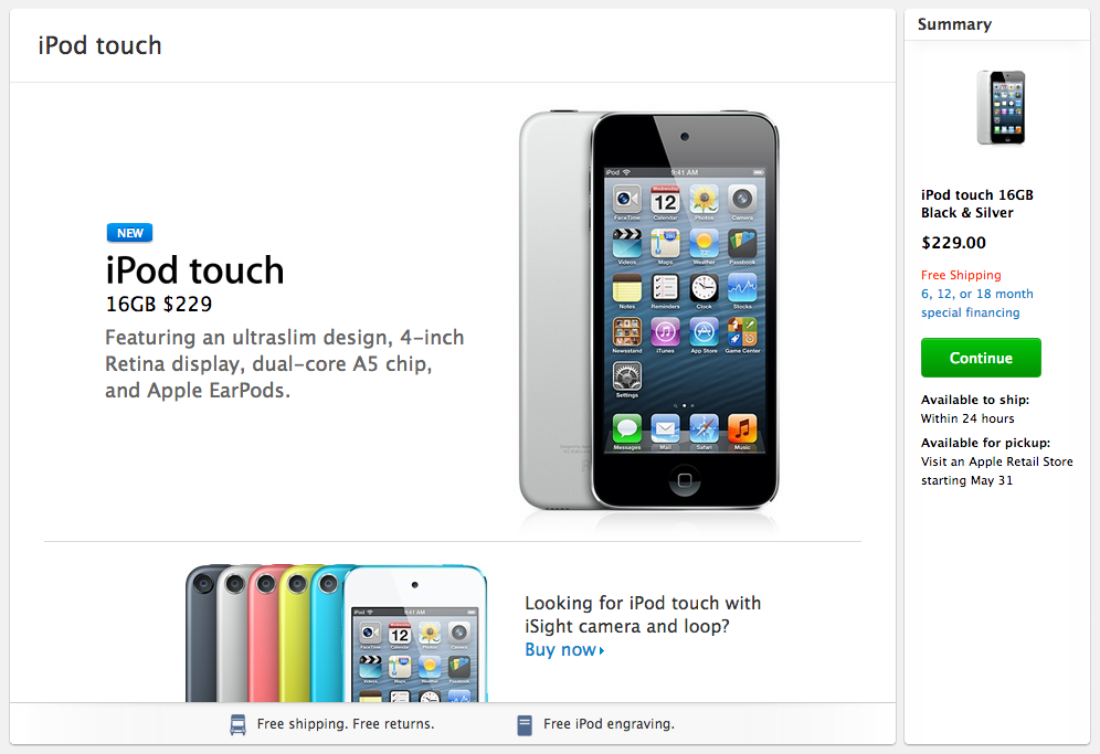 Apple Announces New iPod touch: With No Rear-Facing Camera For $229