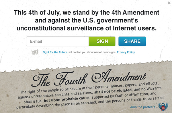 Sites Prepare for a Protest Against The NSA on July 4th