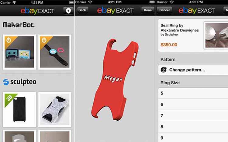 eBay launches Exact on iOS: 3D Prints Galore